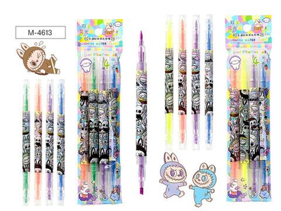 Набор текстовыделителей двустор. 1-3мм. "Зубастик" пулевидный/скошенный наконечники, 2 набора цветов