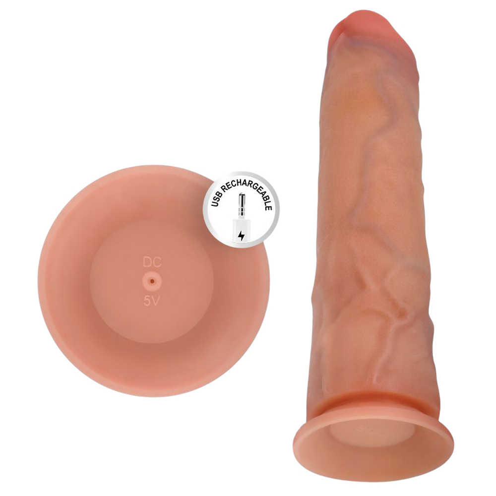 Телесный вибратор-реалистик 21,5см на присоске с пультом ДУ Cock Miller Realistic Dildo Vibration D-243373