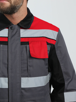 Костюм Вивантек-1 СОП У. (тк.Смесовая,240) брюки, т.серый/черный/красный