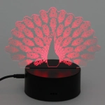 Светильник ночник «3D-Павлин» на пластиковой подставке, с включателем USB