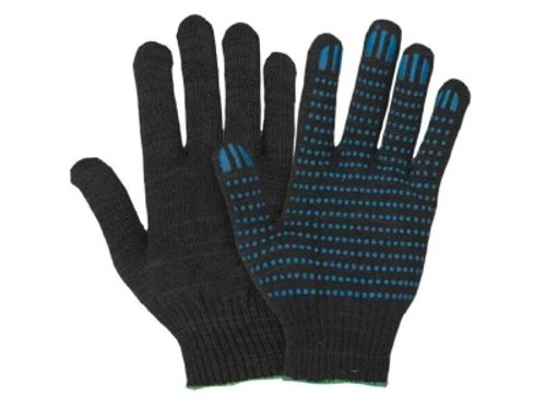 Перчатки х/б 5 нитей 10,5 кл. ПВХ Точка Черные (10шт/уп)(300шт/меш)