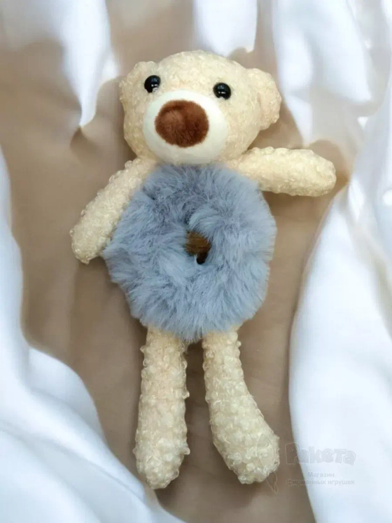 Резинка для волос пушистая детская женская мишка