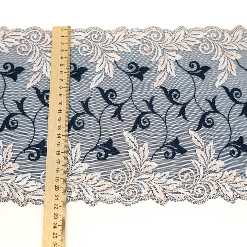 Вышивка на сетке Adeline СИНИЙ/ПУДРА, 21,5см