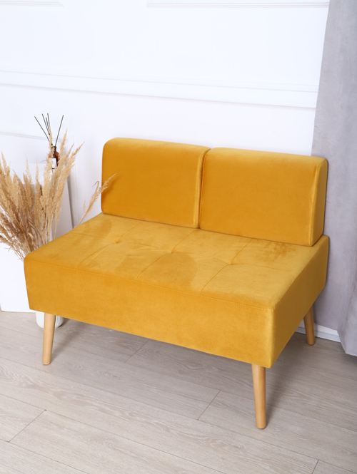 Диван "Twist" антивандальный велюр Mustard/натурал. Для кухни, прихожей, салона красоты, офиса. 100х67х80 см