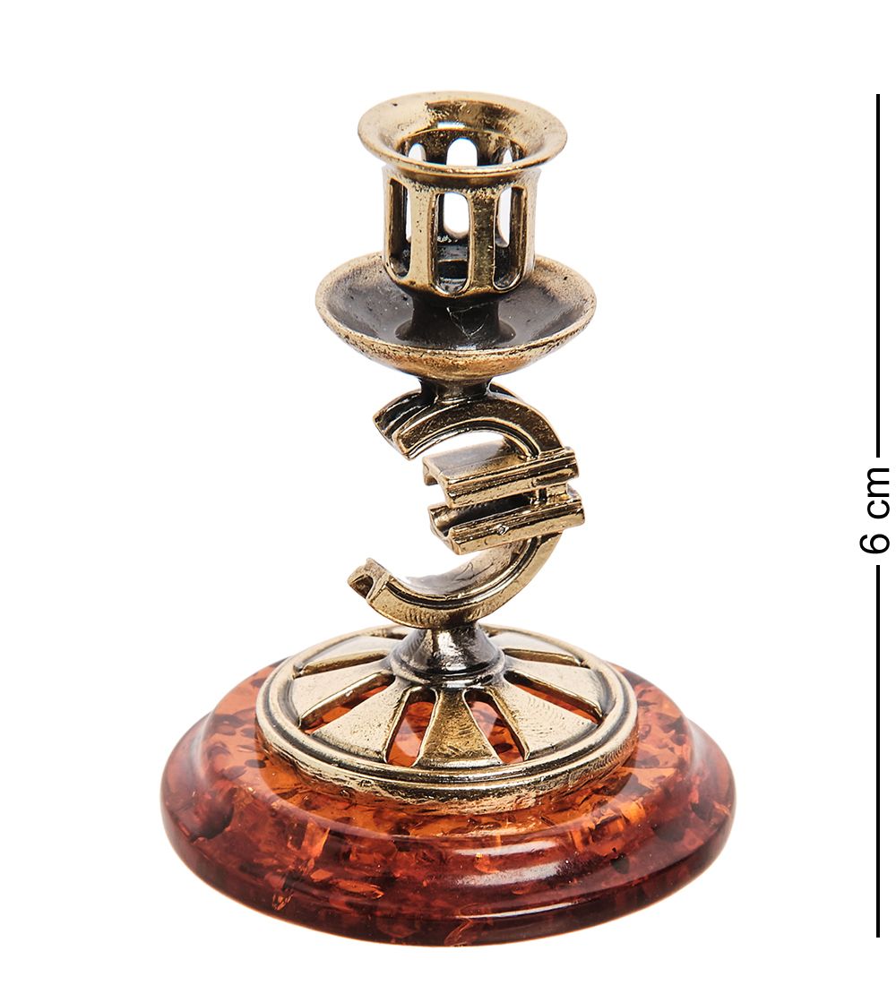 Народные промыслы AM-3274 Подсвечник «Евро» (латунь, янтарь)