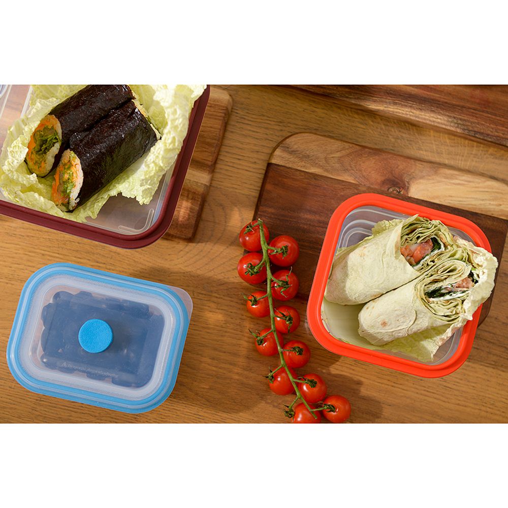 Контейнер для переноски и хранения силиконовый квадратный складной Silikobox, 600 мл, красный