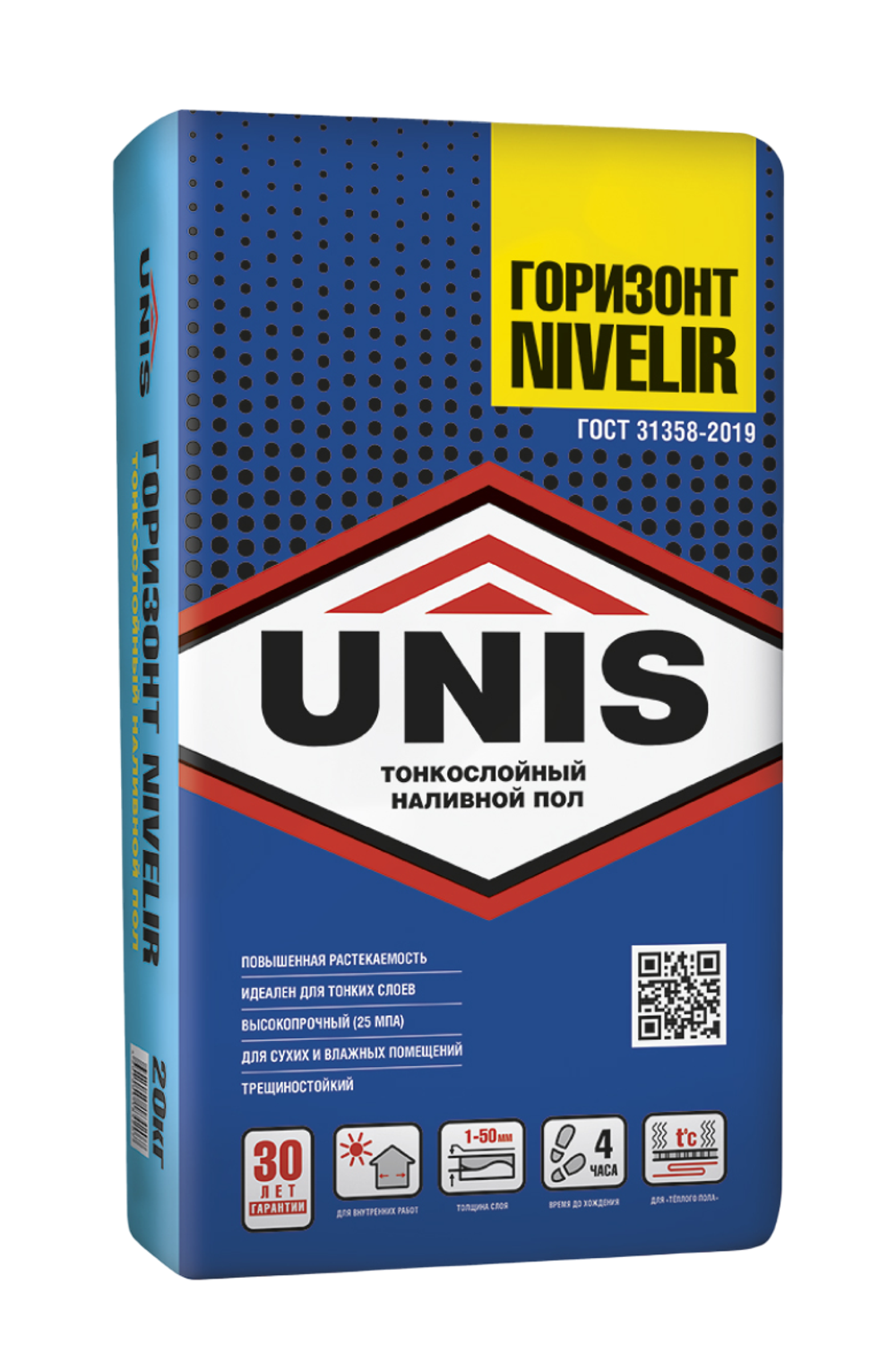 Наливной пол UNIS ГОРИЗОНТ NIVELIR высокопрочный тонкослойный  20 кг
