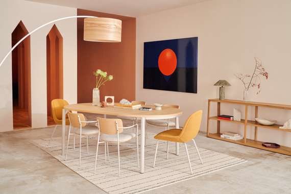 Montuiri раздвижной круглый стол из дубового шпона с серыми ножками