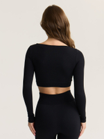 Бесшовный кроп топ с длинным рукавом