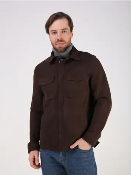 Кожаная куртка демисезонная замшевая рубашка