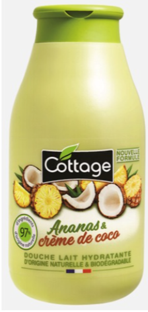 COTTAGE. Молочко для душа увлажняющее АНАНАС & КОКОС / Moisturizing Shower Milk - Pineapple & Coconut cream 250 мл