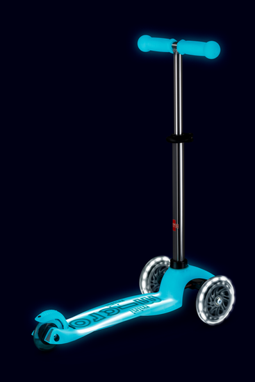 Самокат Mini Micro Deluxe Glow Plus (светящийся) LED ледниковый аква
