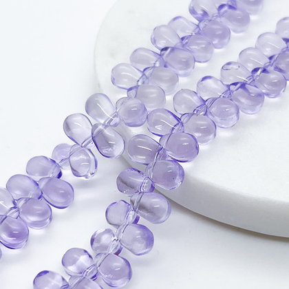 Бусина стекло Капля, цвет фиолетовый, размер 6*9 мм, цена за 24-25 шт (1/4 нити)