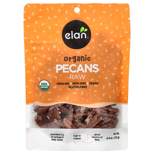 Elan, Органические орехи пекан, необработанные, 125 г (4,4 унции)