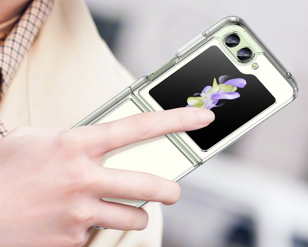 Двухкомпонентный чехол для Samsung Galaxy Z Flip 5, мягкий отклик кнопок, усиленные прозрачные рамки