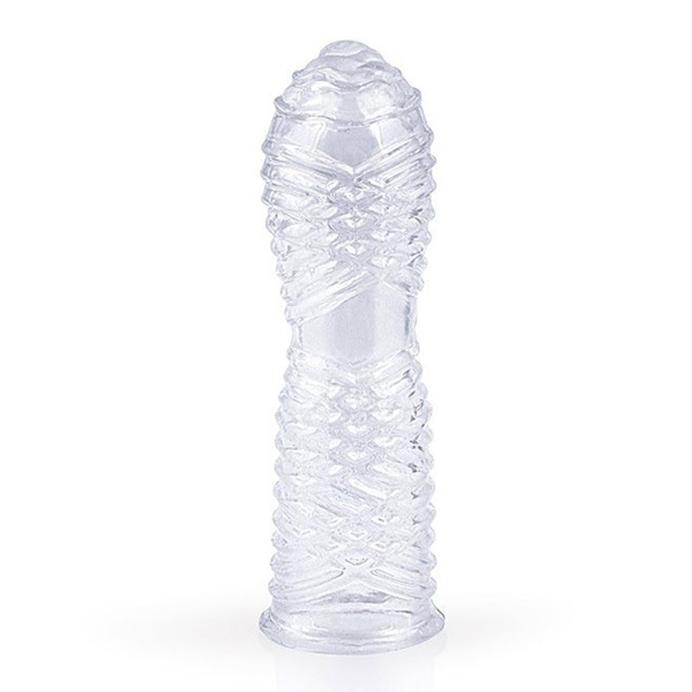 Закрытая прозрачная насадка на пенис 13см с ребрышками Bior Toys Sex Expert SEM-55200