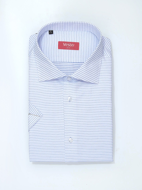 Сорочка мужская VESTER короткий рукав, большие размеры, цвет белый, в мелкий геометрический рисунок, хлопок/пэ