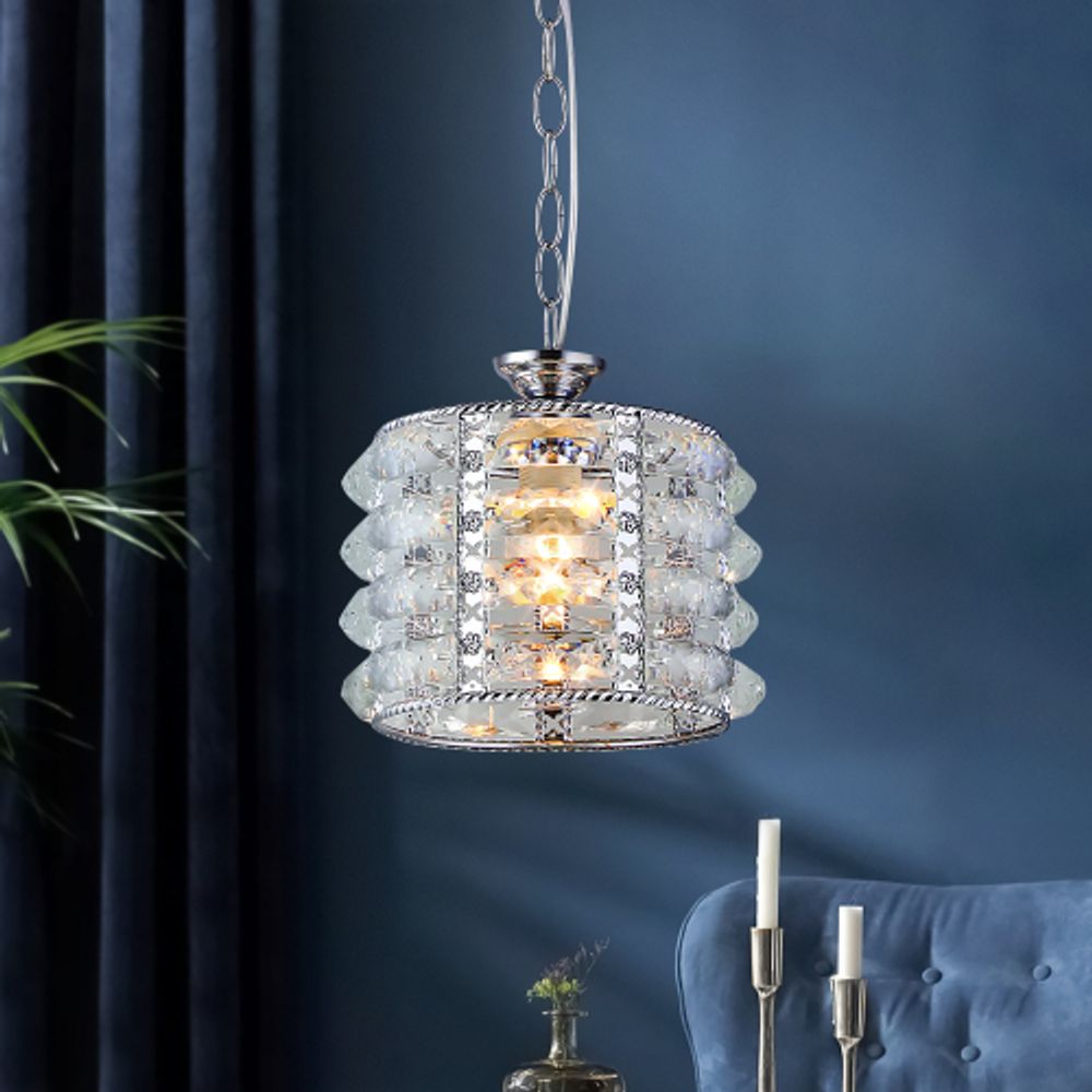 Светильник подвесной (подвес) Rivoli Liane 2041-201 потолочный 1 х Е27 40 Вт хром хрусталь классика | Rivoli