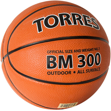 Мяч баскетбольный TORRES BM300, B02013, р.3, резина, нейлон. корд, бут. камера, коричневый