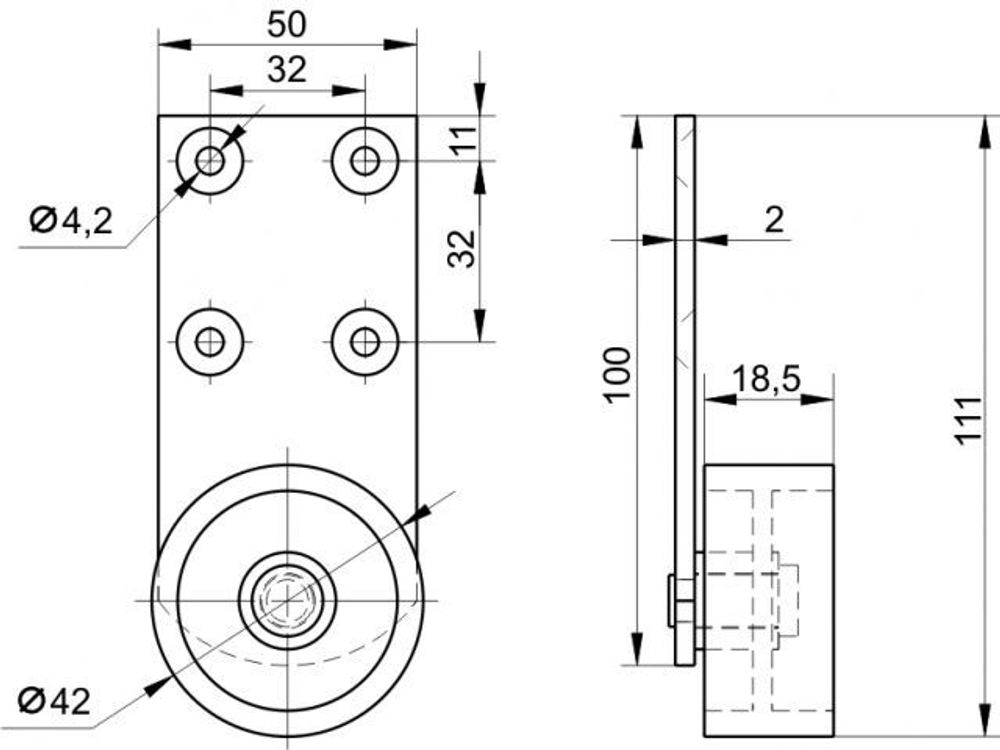 Колесо для мебели ролик для дивана 4 штуки