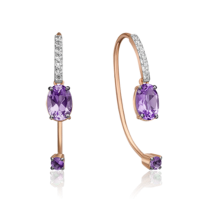 Серьги с французским замком из красного золота c аметистами и натуральными топазами white Артикул: 02-4365-00-225-1110-57
