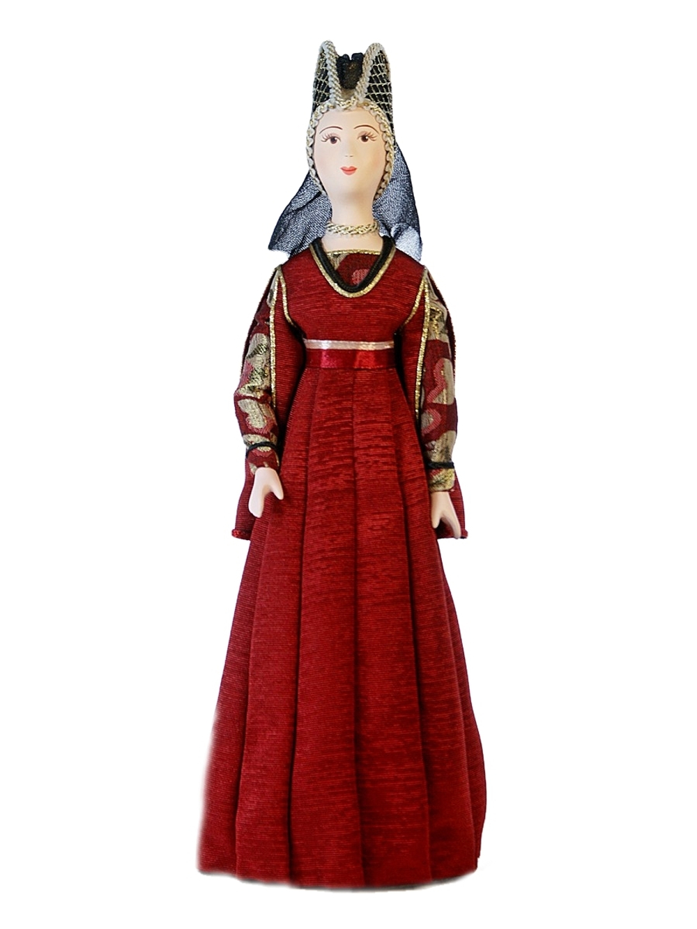Кукла коллекционная в праздничном костюме Флоренции 15 века - krasnyj