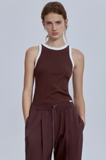 Топ из хлопковой рибаны с контрастной отделкой