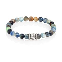 Браслет Денежный импульс из натурального кианита разноцветного с руной Феху из серебра 925