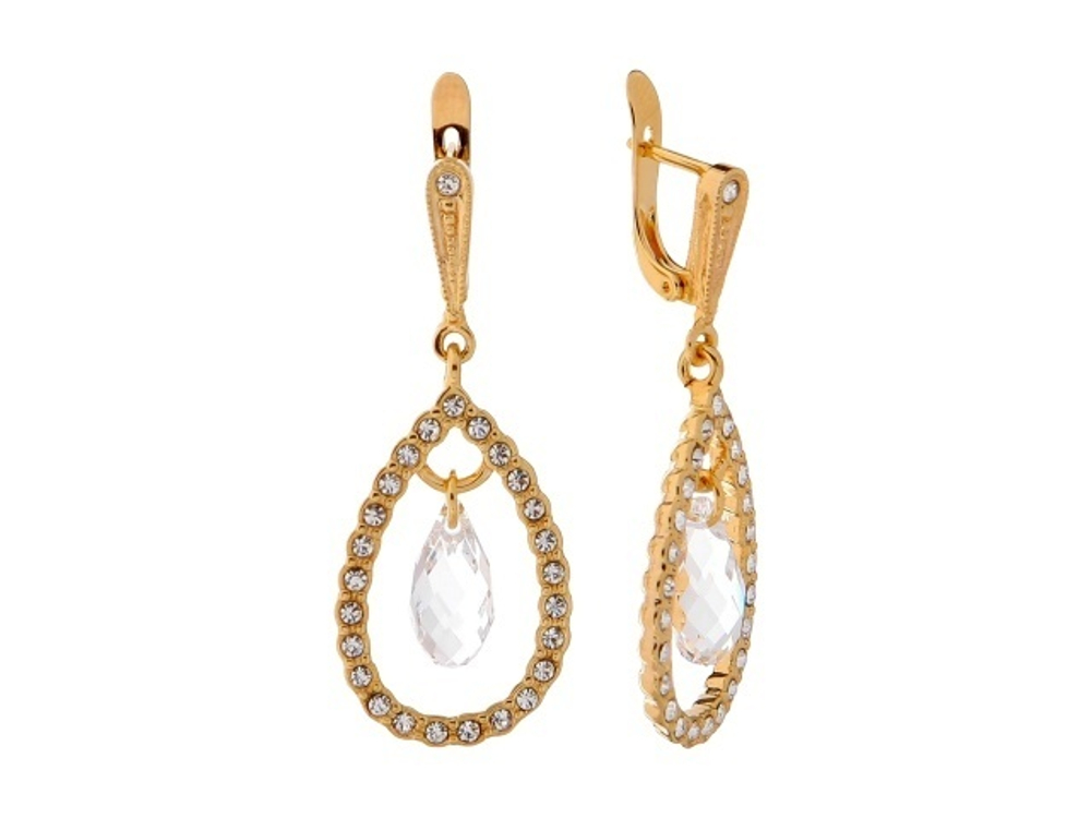 "Оливейра" серьги в золотом покрытии из коллекции "Голливуд" от Jenavi с английским замком