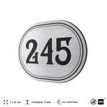 Номерок на дверь квартиры 245, для кабинета, офиса, шильдик 9 х 7 см, серебристый, Айдентика Технолоджи