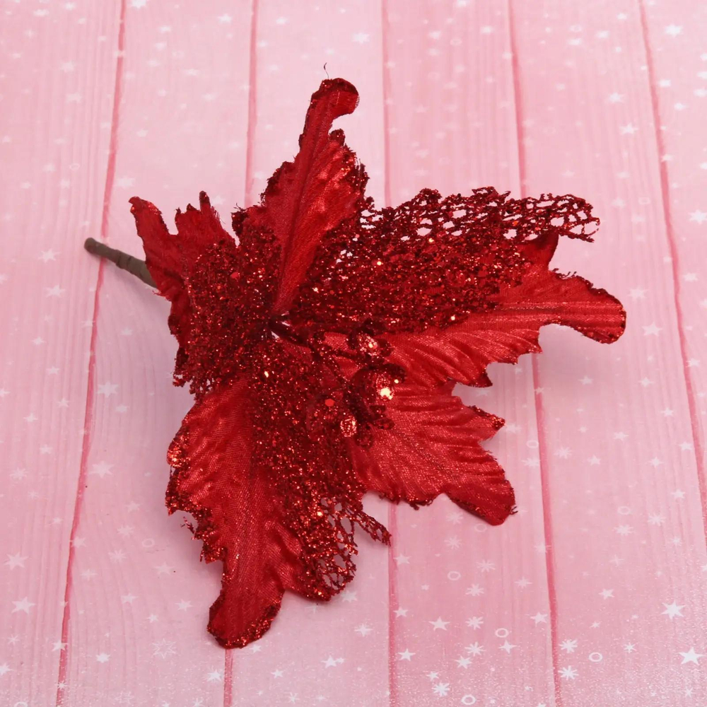 Украшение новогоднее «Пуансеттия-Нежность» 23 см, Красный