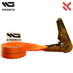 Комплект ремней 1т (2т) / 5м / 25мм (2 шт) стяжных кольцевых GROSCO для крепления груза с храповым механизмом