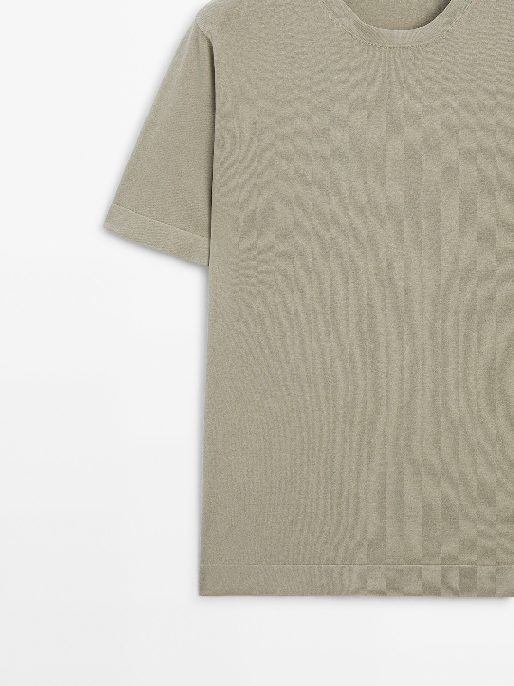 Massimo Dutti Футболка с круглым вырезом, светлый хаки