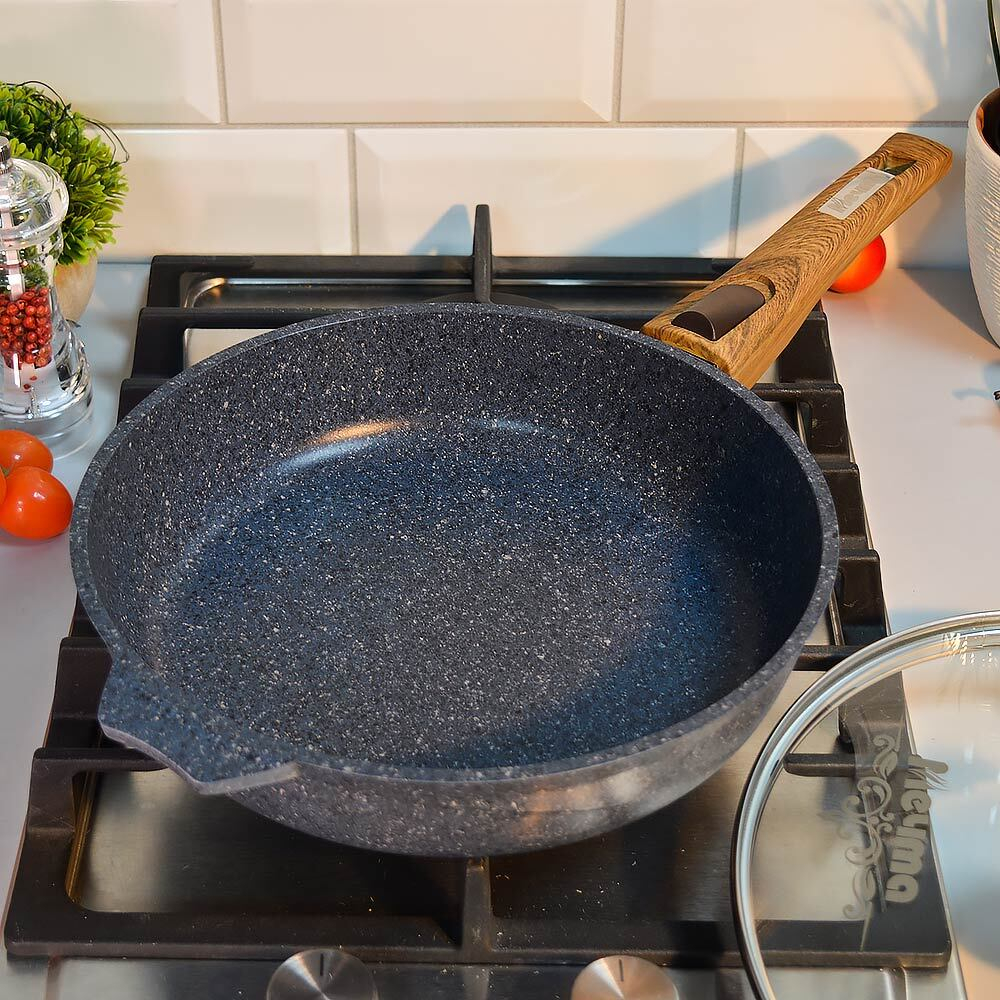 Сковорода 24см Premium blue со съемной ручкой и стеклянной крышкой