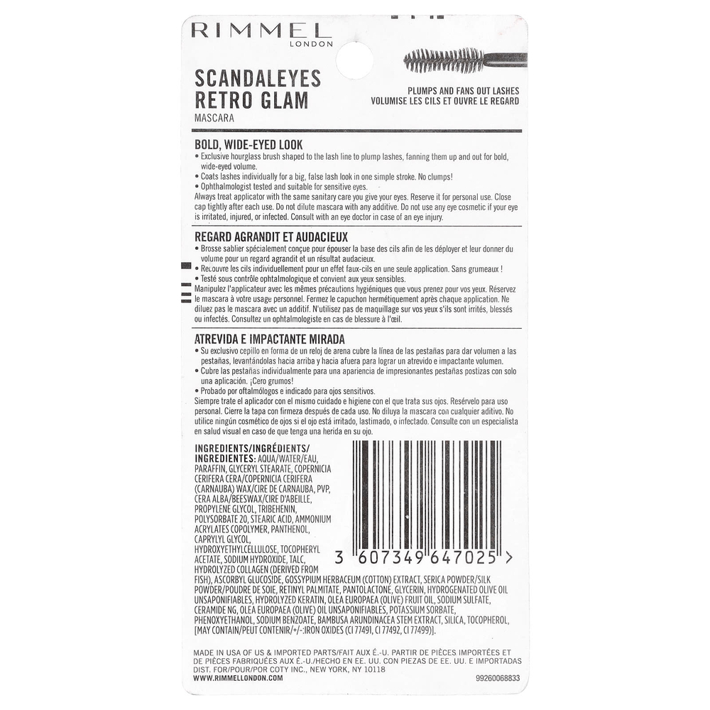 Rimmel London, Scdal Eyes, тушь для ресниц в стиле барокко, оттенок 003 насыщенный черный, 12 мл (0,41 жидк. унции)