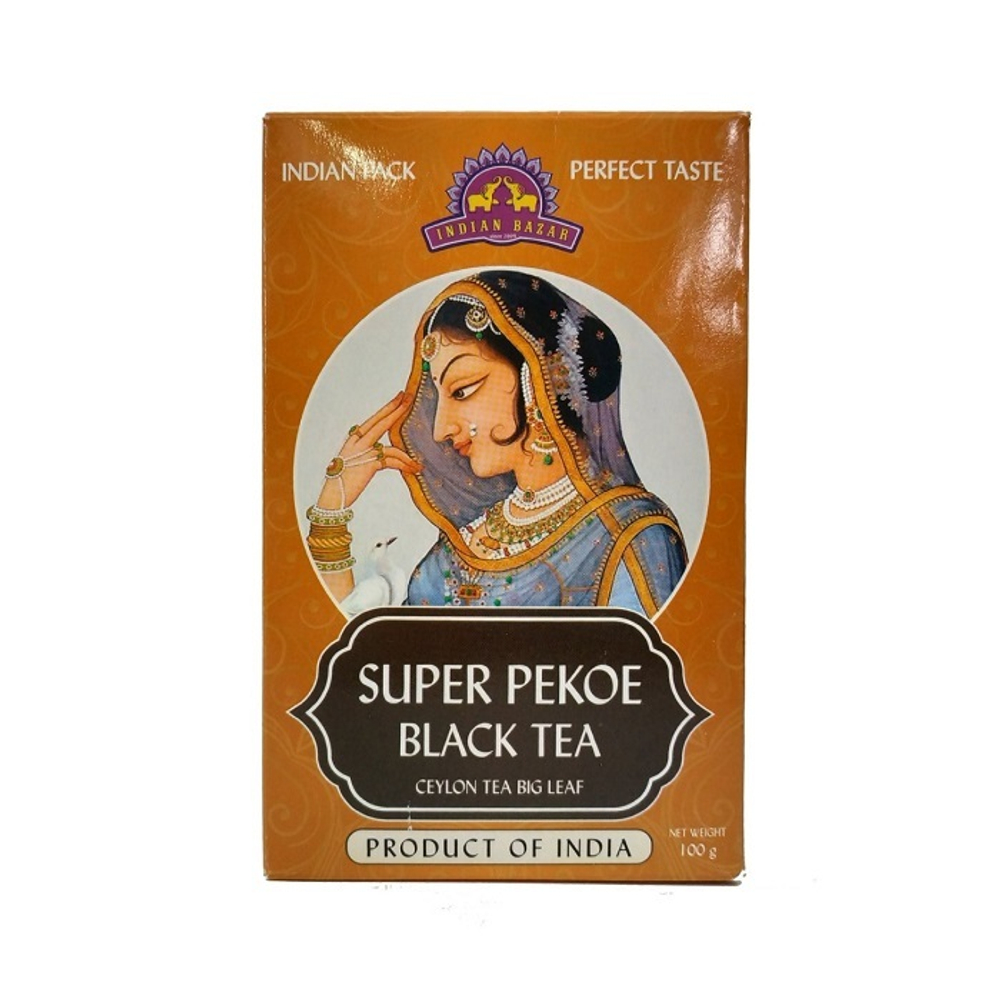 Чай черный Indian Bazar Super Peko Супер Пеко цейлонский крупнолистовой (в коробочке), 100 г