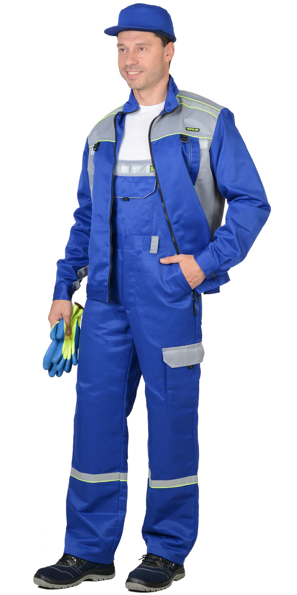 Костюм Nerss-ПРАКТИК куртка, п/к васильковый со св.серым