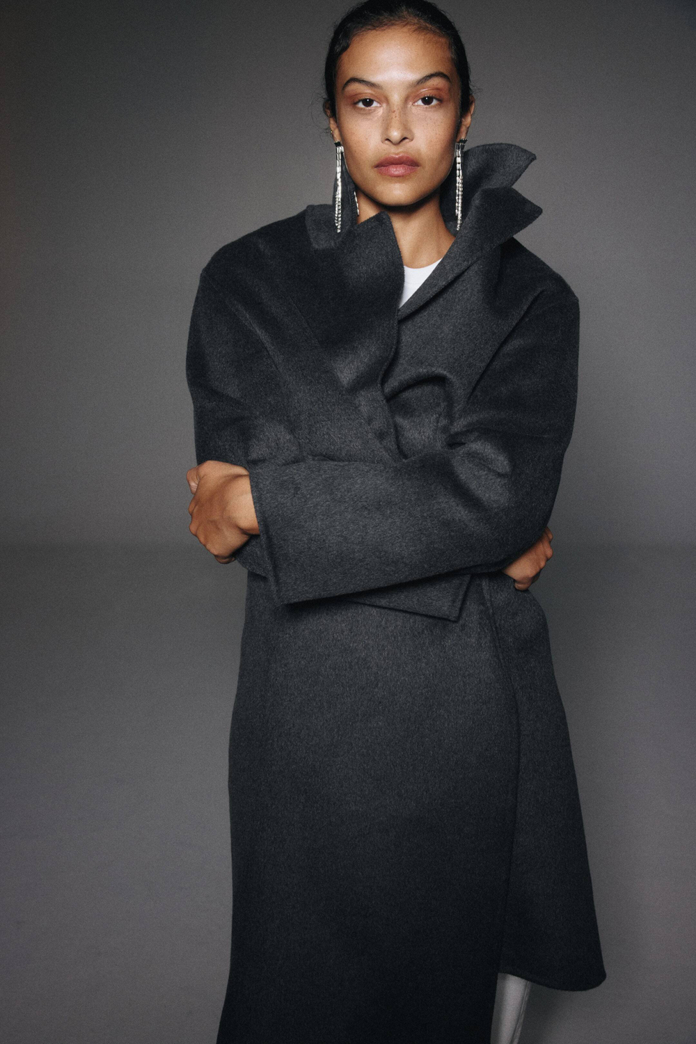 H&M Пальто ручной работы из смесовой шерсти, темно-серый