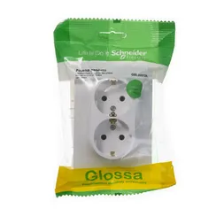 Розетка 2-м СП Glossa 16А IP20 с заземл. в сборе бел. SE GSL000124