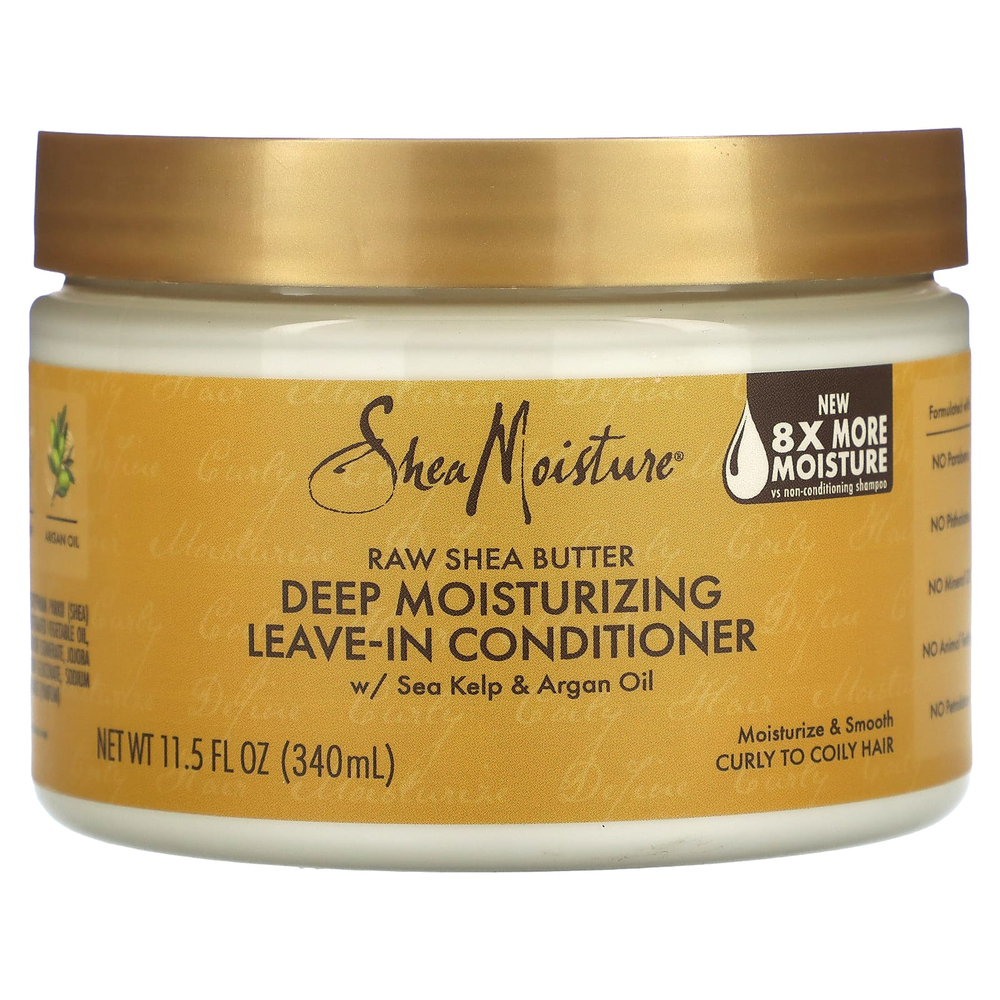SheaMoisture, Необработанное масло ши, несмываемый кондиционер для глубокого увлажнения, для вьющихся и кудрявых волос, 340 мл (11,5 жидк. унц.)