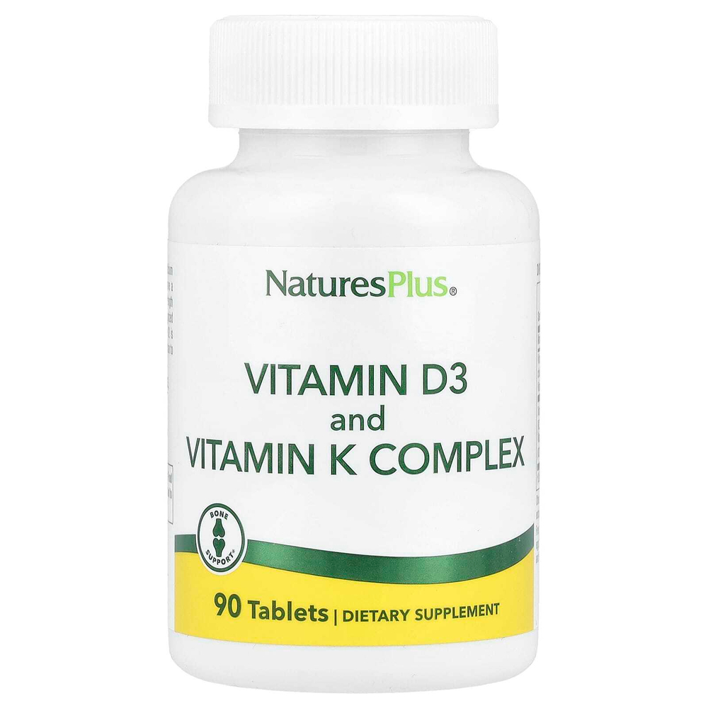 NaturesPlus, комплекс витаминов D3 и К, 90 таблеток
