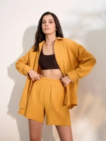 Костюм - пижама с шортами из муслина домашний оверсайз