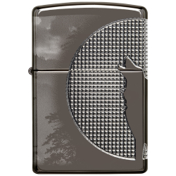 Зажигалка Zippo Armor Wolf  с покрытием High Polish Black Ice, чёрная, 38x13x57 мм