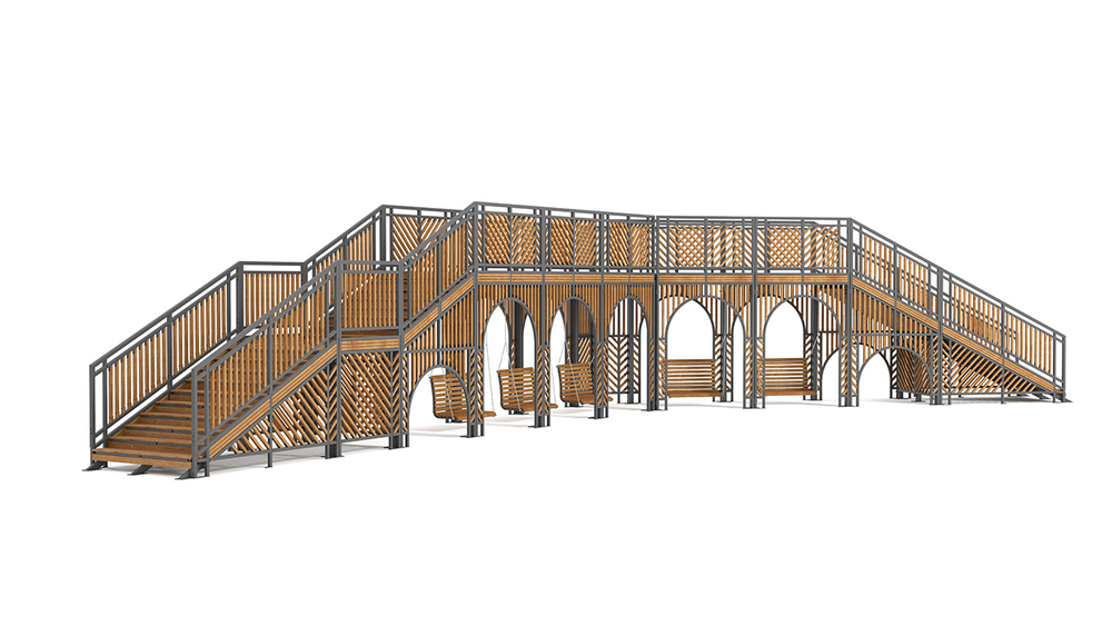 Мост-пергола с качелями SK00277