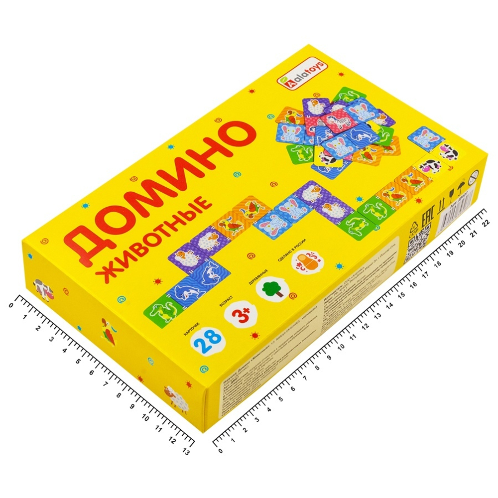 Домино "Животные", развивающая игрушка для детей, обучающая игра из дерева