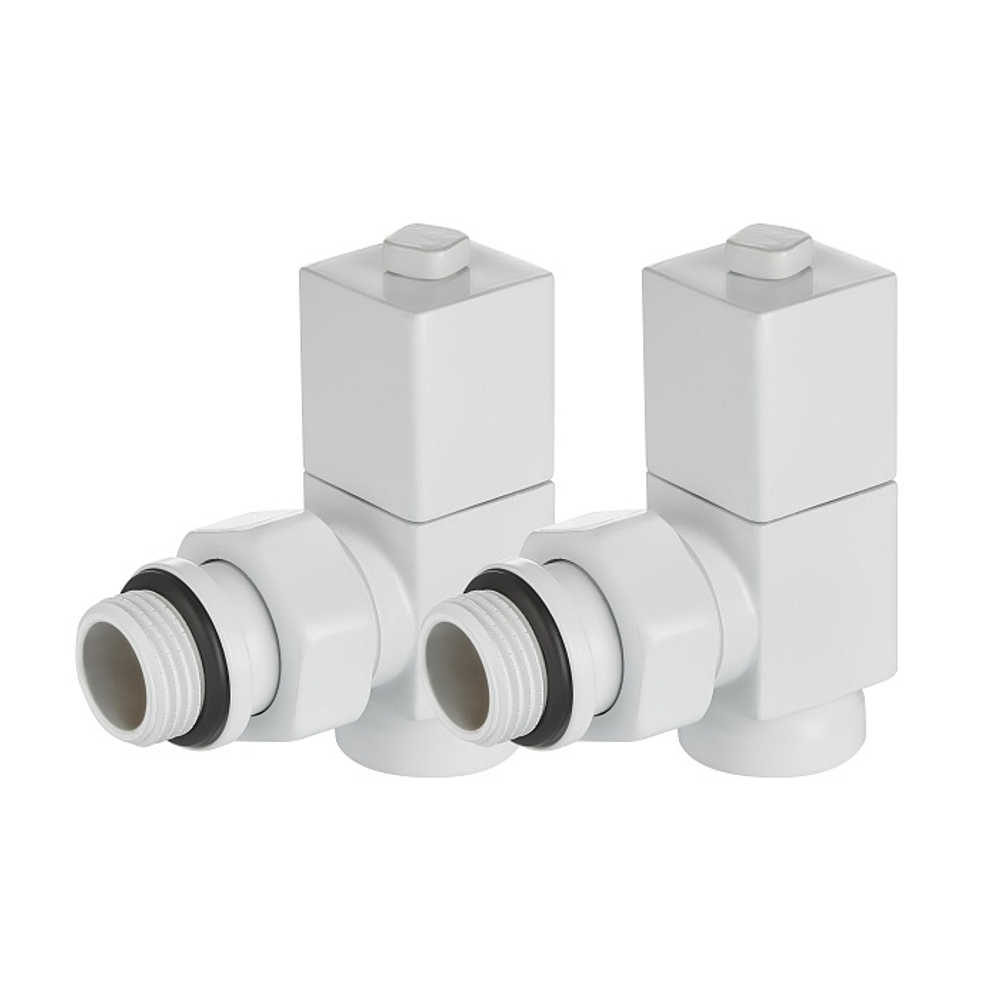 Набор дизайн-вентилей Royal Thermo CUBE угловой (белый) 1/2"