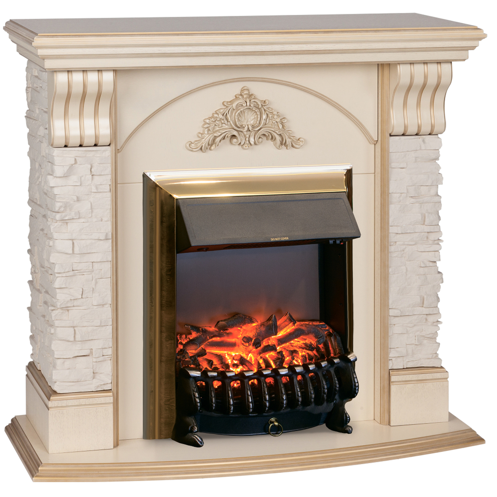 Каминокомплект Real Flame Athena WT с очагом Fobos Lux Brass