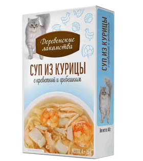 Деревенские Лакомства суп из курицы с креветкой и гребешком 35гр.*4шт.
