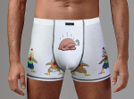Мужские трусы-боксеры с принтом в виде ощипанных курочек (Размер: M) (Цвет: белый)
