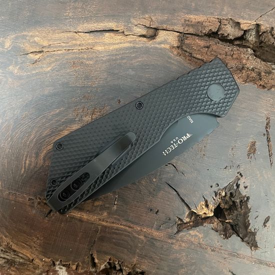 Автоматический нож PTPT207 Strider PT - черн. текстур. алюм. рук-ть, черн. клинок Magnacut